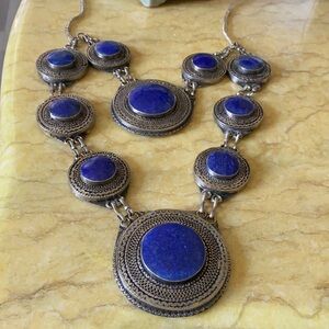 Antique rare long lapis lazuli necklace